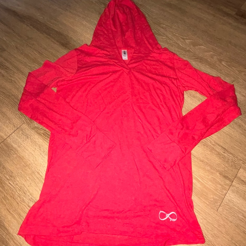 Expert performance long sleeve red hoodie yoga exercise NWT large